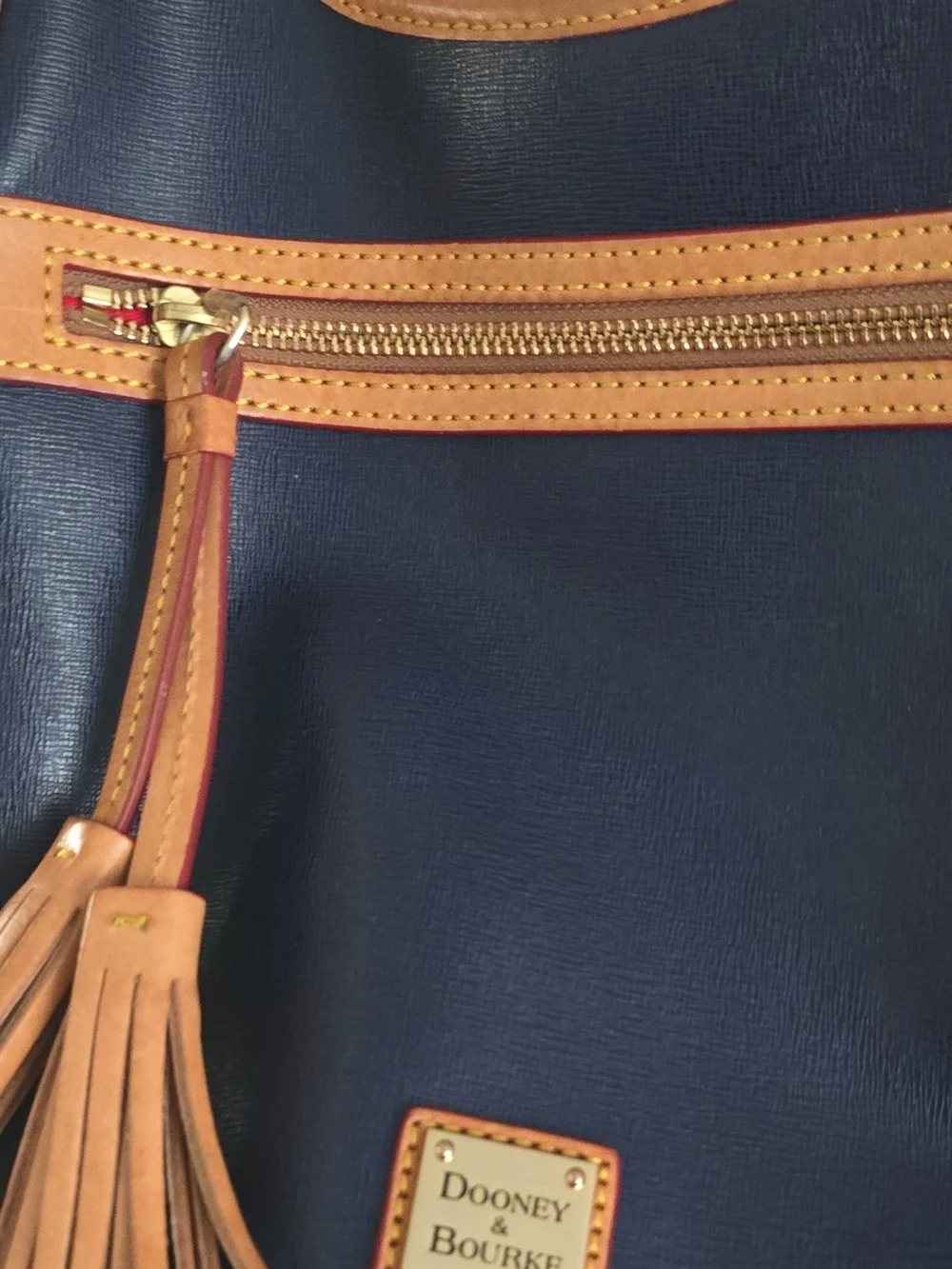 Dooney & Bourke Navy with Tan Leather Trim Shoulder Bag